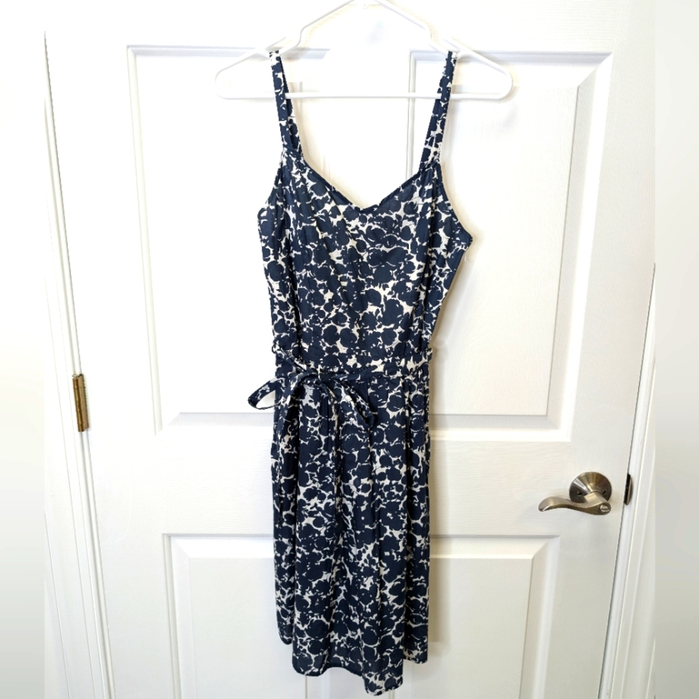 Brooks Brothers Dark Navy (Almost Black) and White Sleeveless Midi Sundress